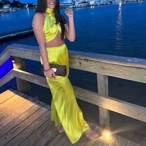 Acoa Lime Green Silk pants set